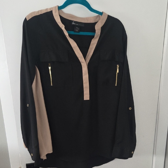 Lane Bryant Tops - Lane Bryant Black and Tan Blouse 18/20